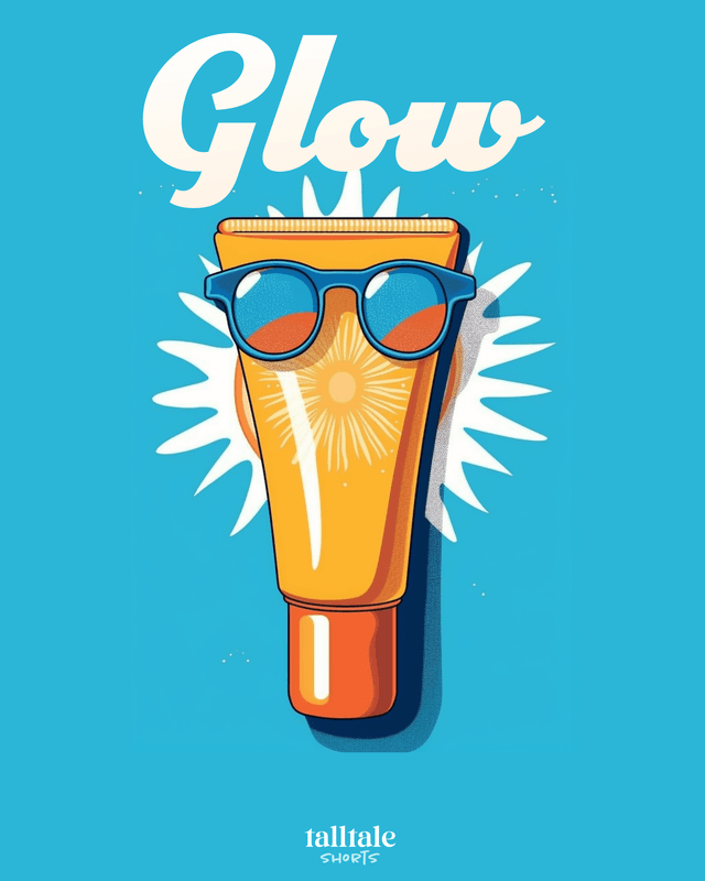 Glow cover, sunscreen on a blue background